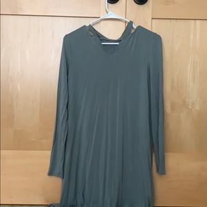 Green Off The Shoulder, Long Sleeve Dress